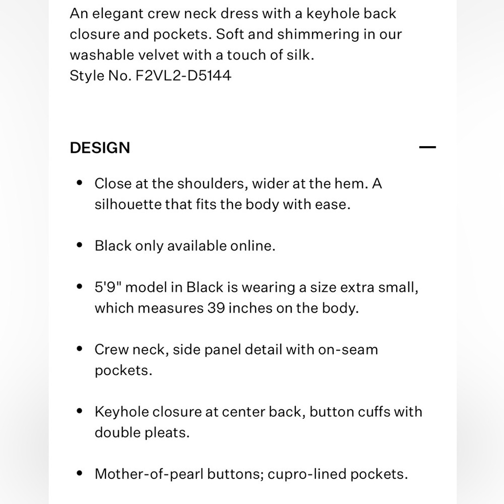 * New * Eileen Fisher Velvet Crew Shift Neck Dress Long Sleeve - Picture 11 of 11